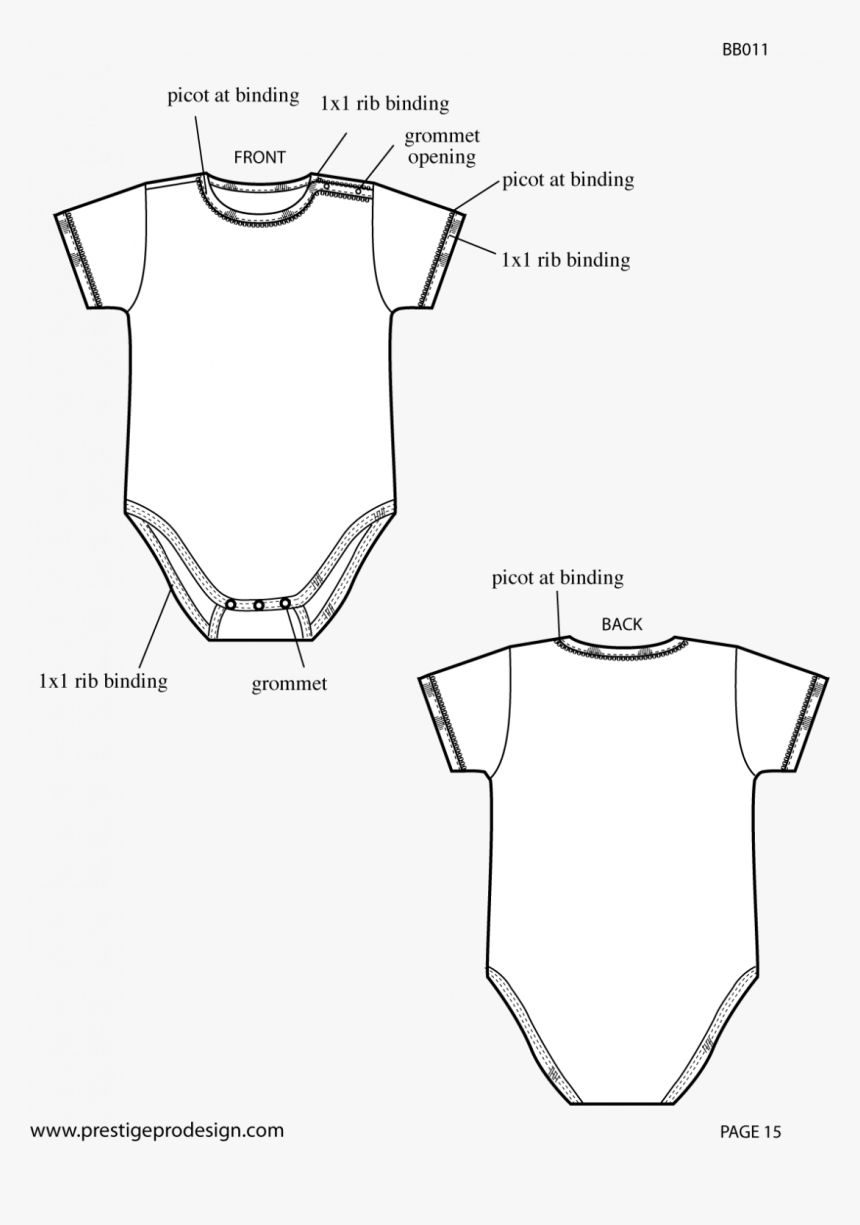 Onesie Front And Back Template, HD Png Download - kindpng