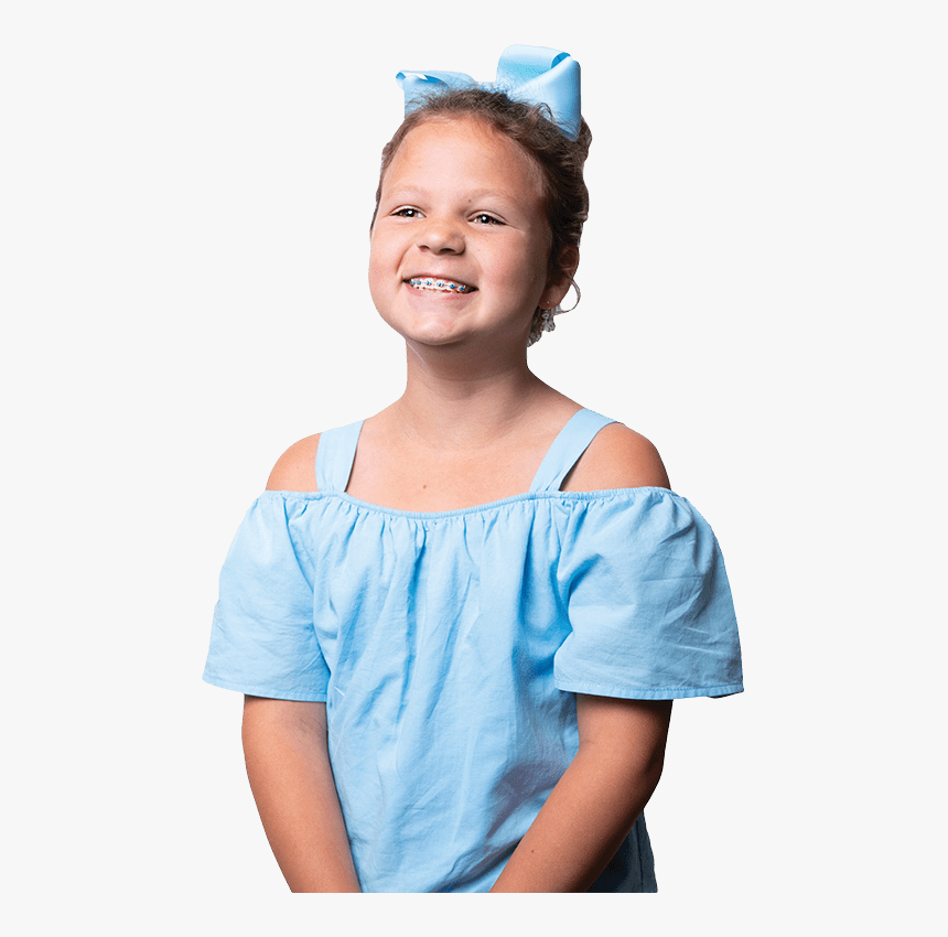 Young Girl Smiling, Blue Outfit, Blue Bow, Braces, - Girl, HD Png Download, Free Download