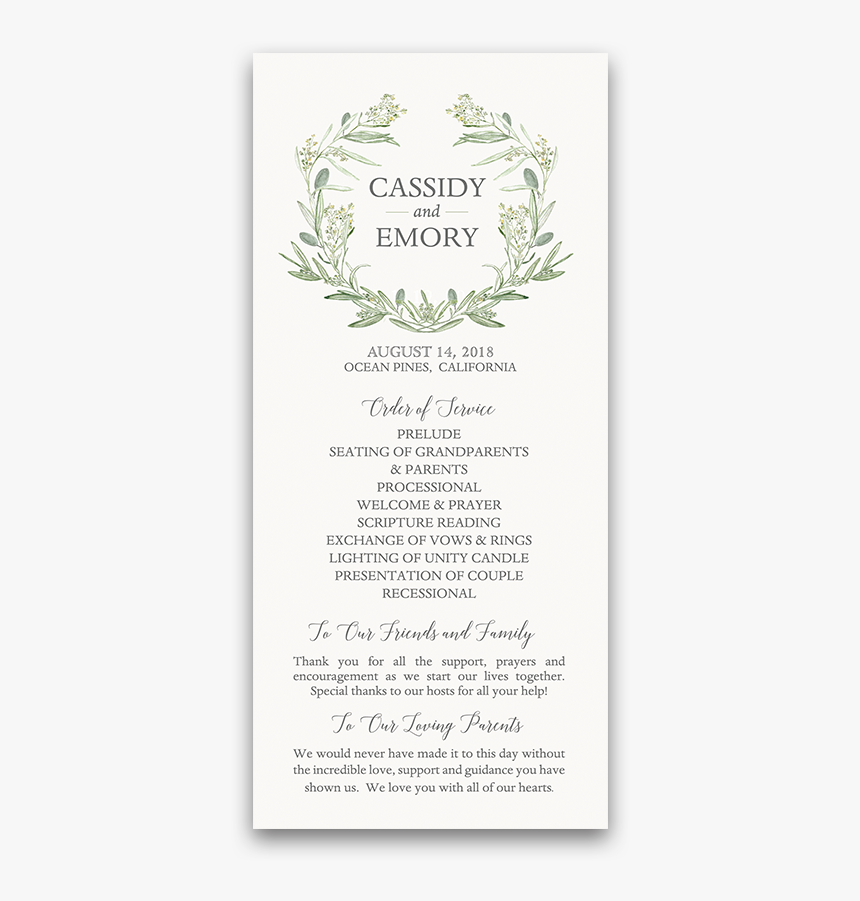 Wedding Order Of Service Ideas, HD Png Download, Free Download