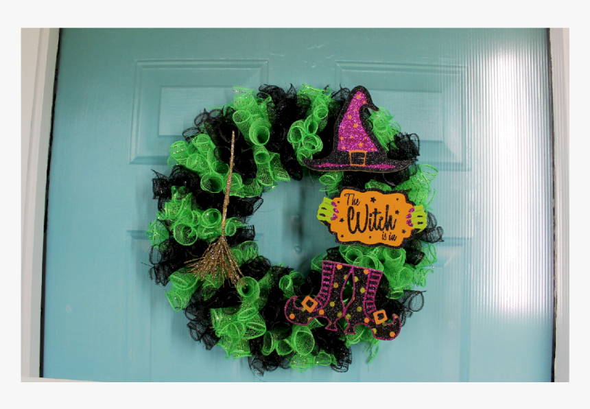 Halloween Witch Wreath, Deco Mesh Wreath - Floral Design, HD Png Download, Free Download