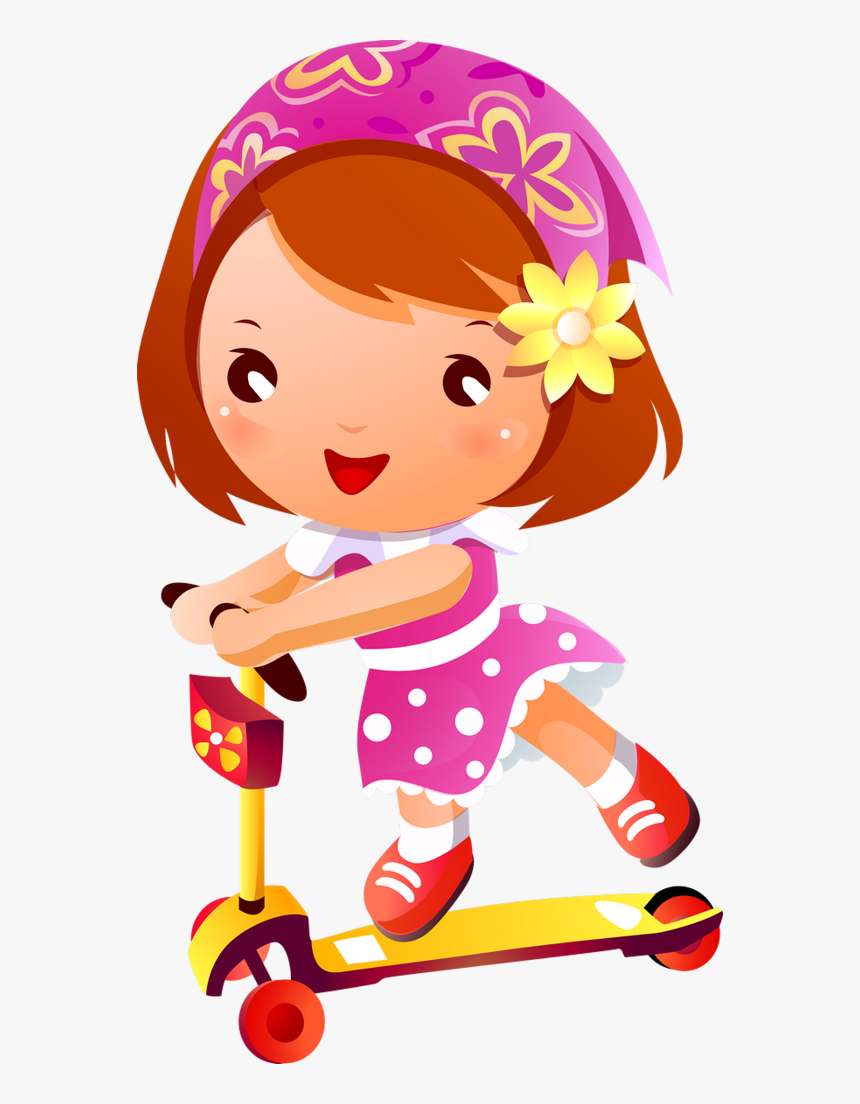 Cartoon Kid Scooter, HD Png Download, Free Download