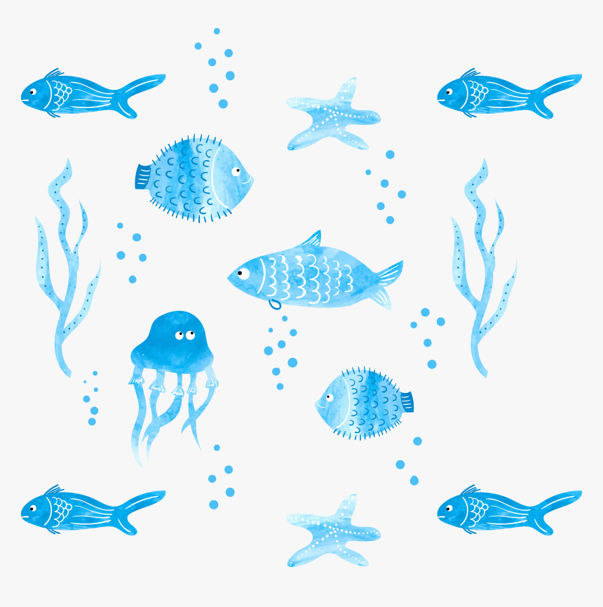 Fish Black And White Png -png Black And White Stock - Watercolor Fish Png, Transparent Png, Free Download
