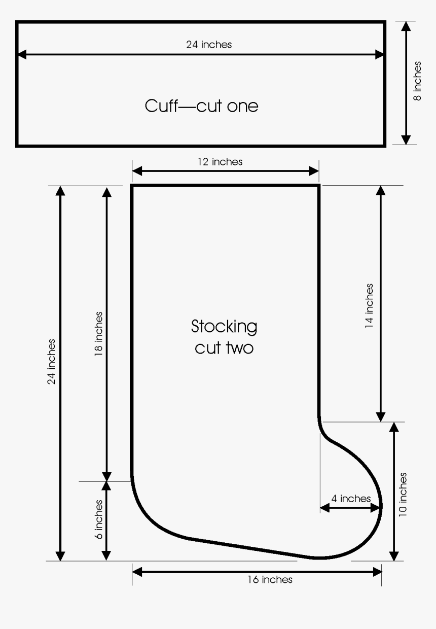 Christmas Stocking Templatepattern More - Christmas Stocking Pattern, HD Png Download, Free Download