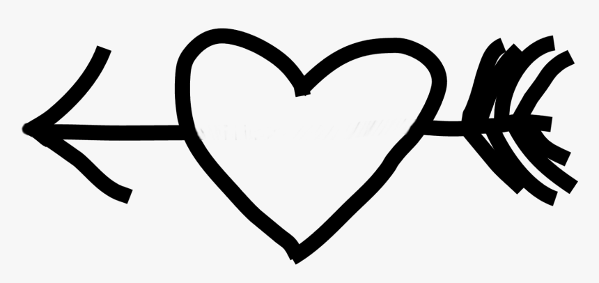 Heart Black And White Drawing Clip Art - Clip Art Arrow Heart Black And White, HD Png Download, Free Download