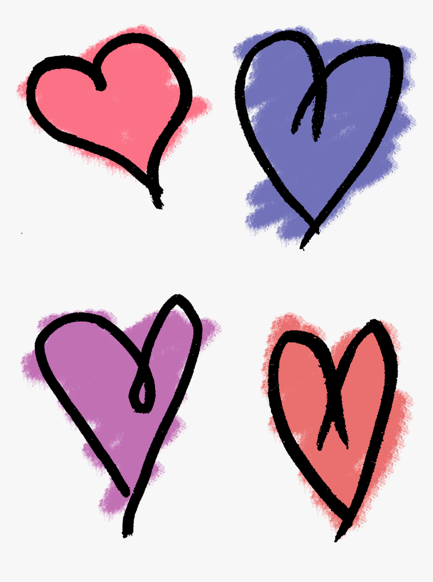 Heart Drawing Clip Art - Hand Drawn Hearts Png, Transparent Png, Free Download