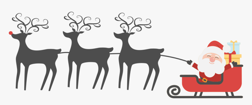 Happy Santa, Sleigh And Reindeer, HD Png Download, Free Download