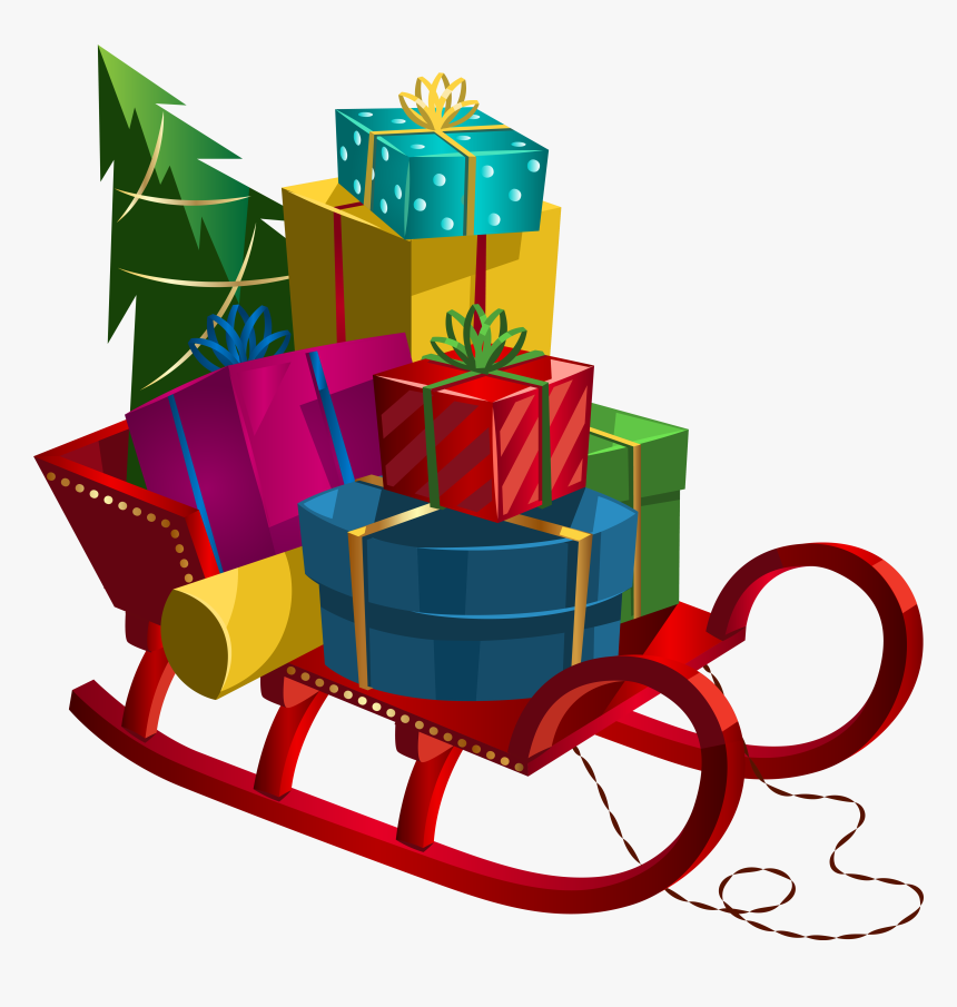 Christmas With Gifts Png - Santa Sleigh And Gifts, Transparent Png, Free Download