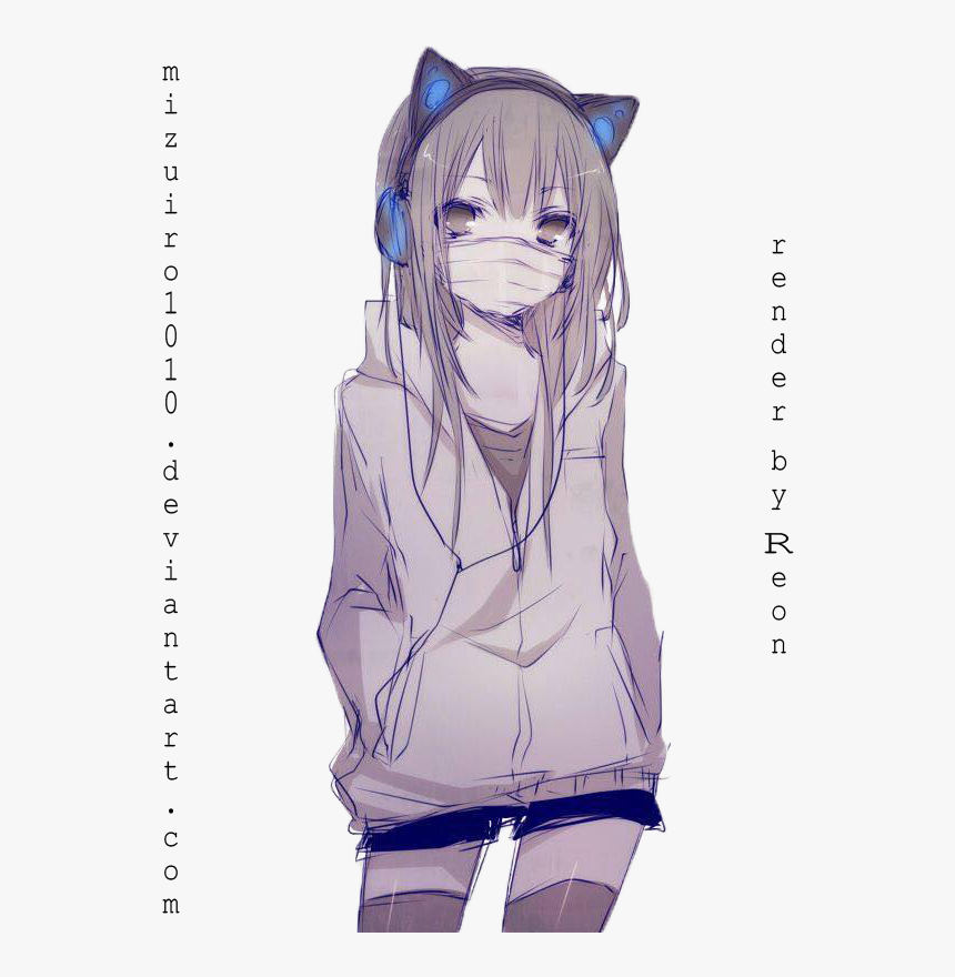 Transparent Neko Girl Png - Girl Wearing Hoodie Anime Drawing, Png Download, Free Download