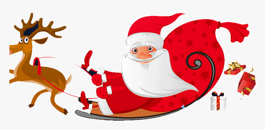 Clip Art Cartoon Santas Sleigh - Free Clip Art Santa Flying, HD Png Download, Free Download