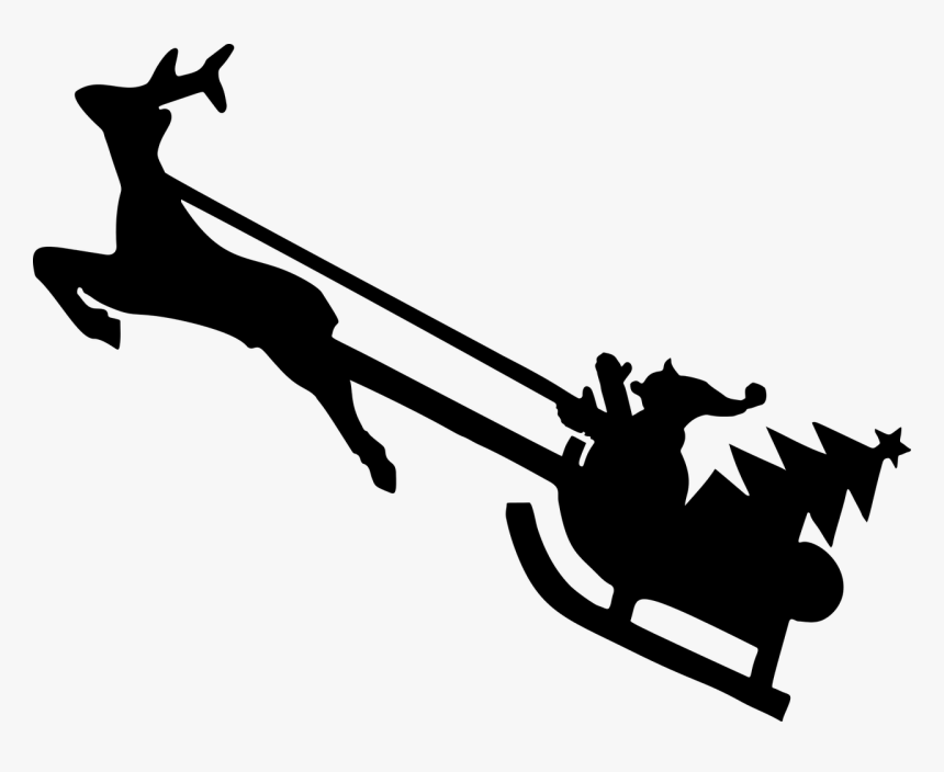 Christmas Reindeer Silhouette - Christmas Reindeer Clipart Black And White, HD Png Download, Free Download