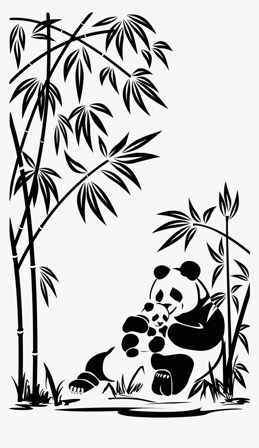 Pin David Ortiz On Siluetas Pinterest Walls Png David - Panda With Bamboo Vector, Transparent Png, Free Download
