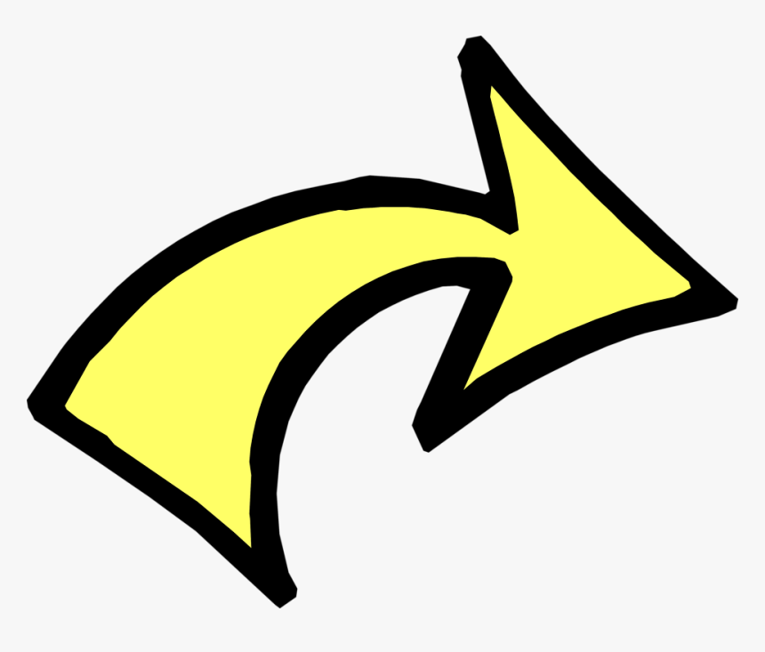 Transparent Curved Arrow Clip Art - Transparent Background Yellow Arrow Png, Png Download, Free Download