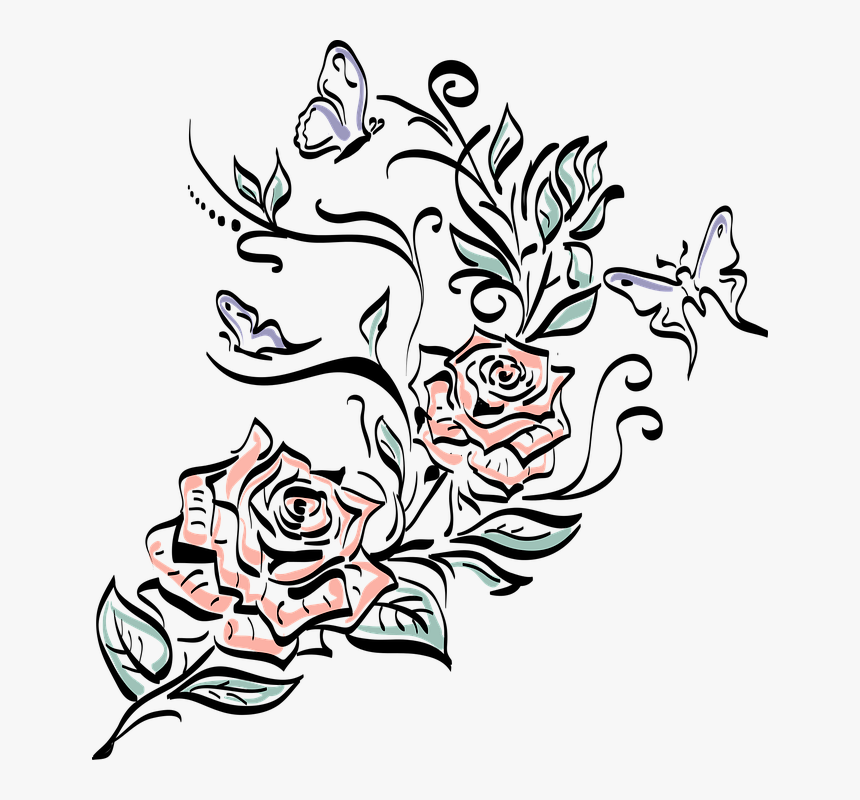 Rosa, Flor, Desenho, Rosa Vermelha, Rosas Do Jardim - Rose Tattoo Transparent Background, HD Png Download, Free Download