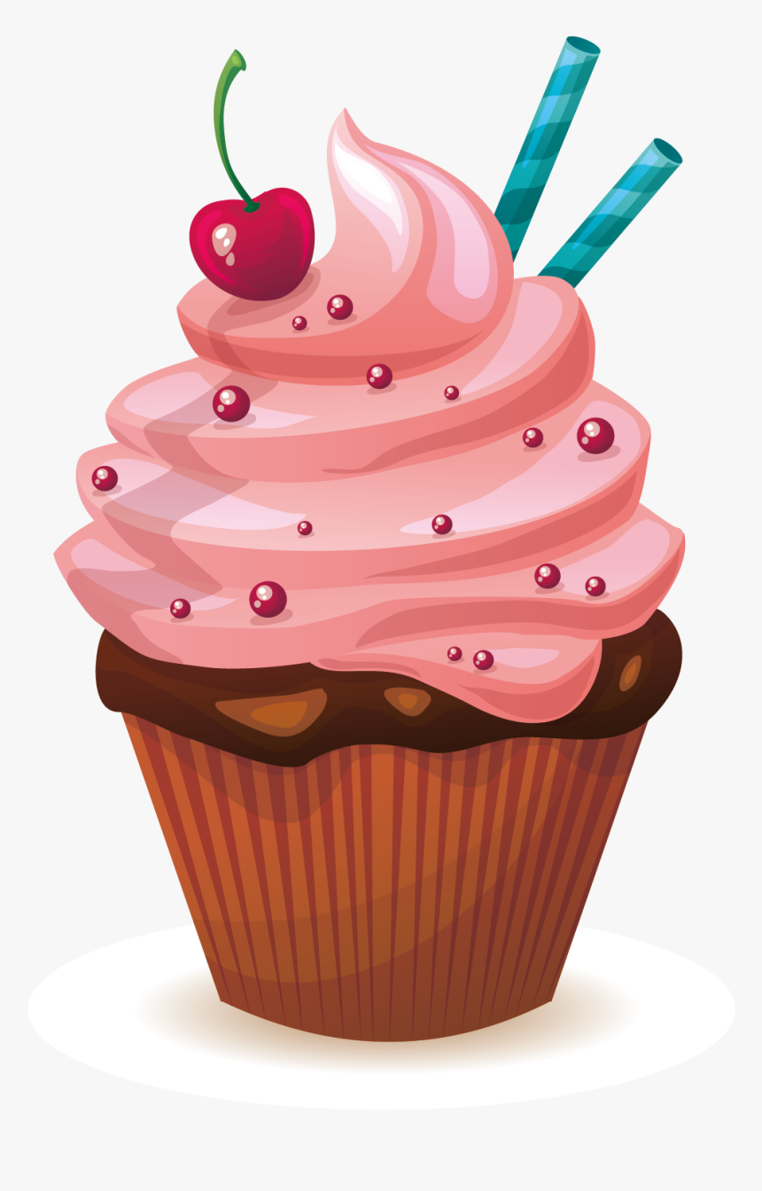 Cupcake Muffin Icing Red Velvet Cake Birthday Cake - Cartoon Cupcake Transparent Background, HD Png Download, Free Download