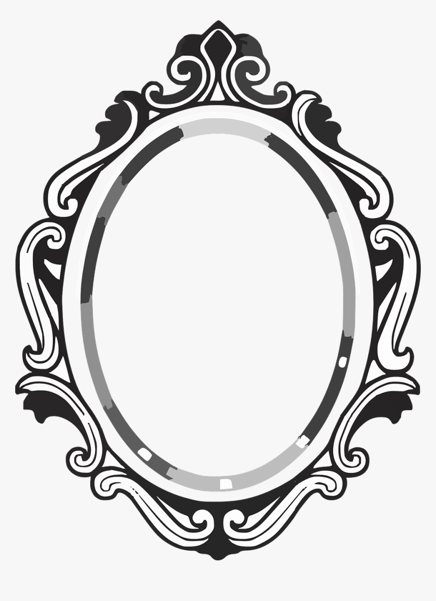 Frame, Mirror, Picture, Baroque, Empty, Plane, Black - Mirror Clipart Black And White, HD Png Download, Free Download