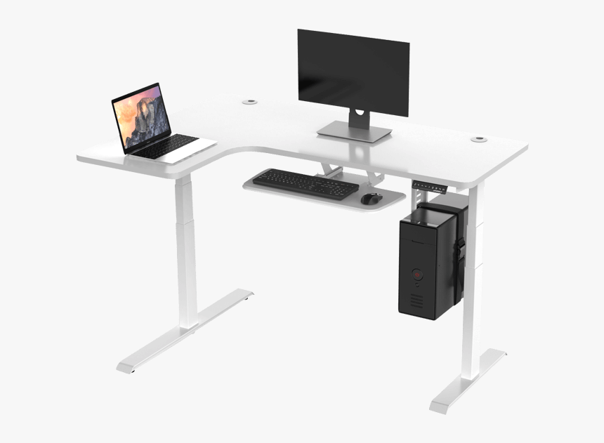 Eureka Standing Desks L Shape Left White - Computer Desk, HD Png Download, Free Download