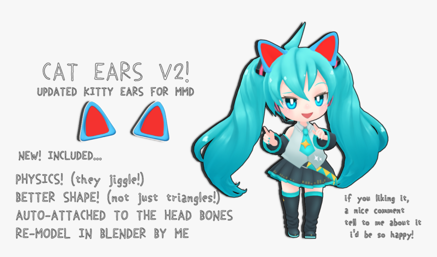 Mmd Dl Cat Ears - Cartoon, HD Png Download, Free Download