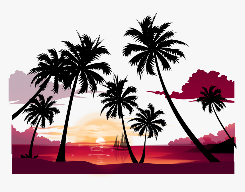 Display Resolution Summer Wallpaper - Sunset Palm Tree Png, Transparent Png, Free Download