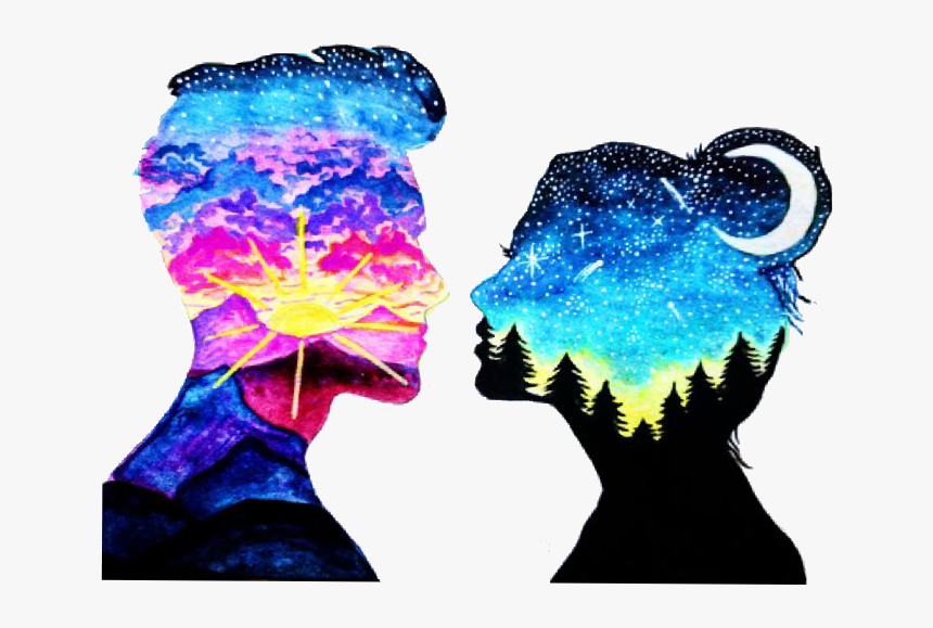 #love #amor #galaxia #galaxy #lovely #women #mujer - Face Silhouette Galaxy, HD Png Download, Free Download