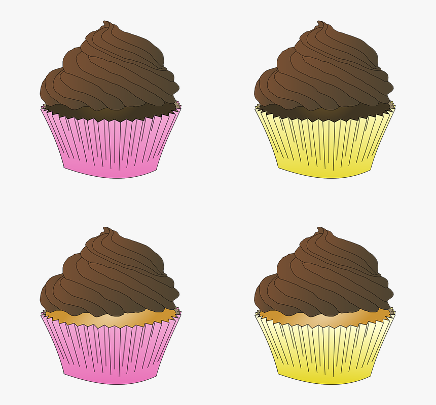 Chocolate, Cupcake, Cupcakes, Dessert, Frosting, Sweet - Simple Chocolate Cupcake Cartoon, HD Png Download, Free Download