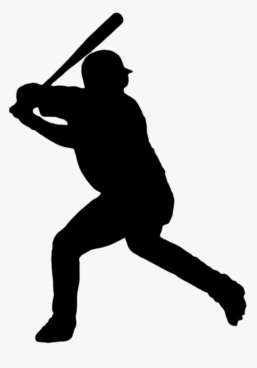 Silhouette Clip Art Baseball Softball Portable Network - Baseball Player Black And White, HD Png Download, Free Download