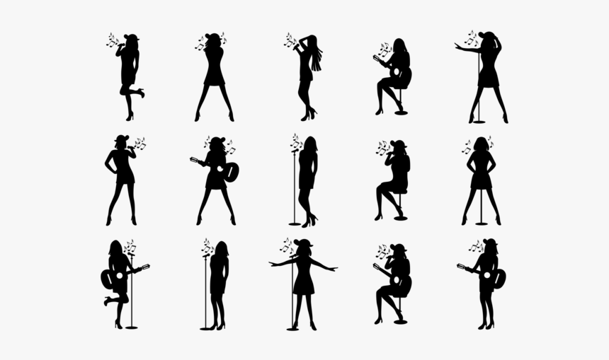 Personas Siluetas De Canto Vector - Female Singer Silhouette Singer, HD Png Download, Free Download