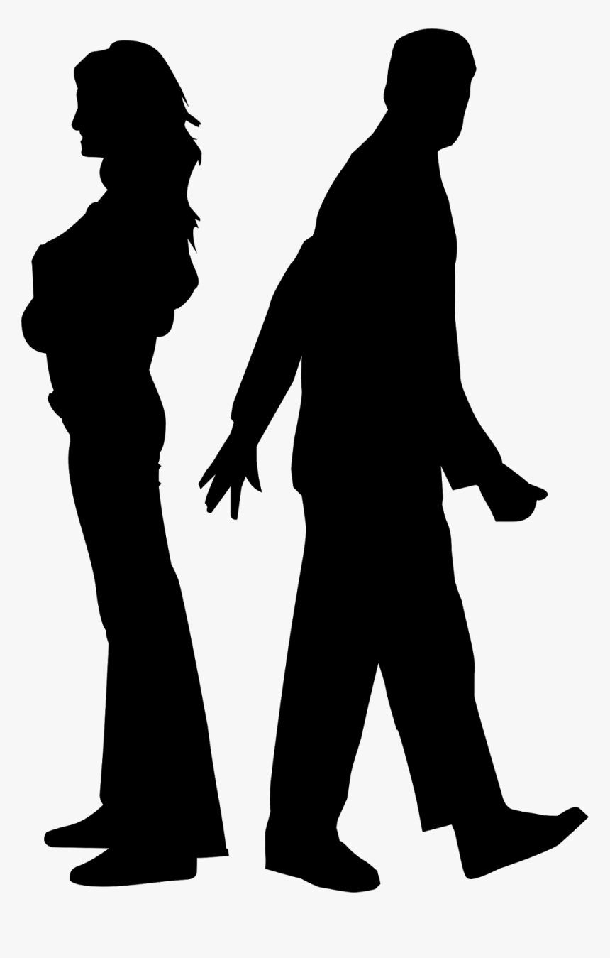 Silueta En Negro, De Una Mujer Y Un Hombre De Espaldas - Man And Woman Arguing Silhouette, HD Png Download, Free Download
