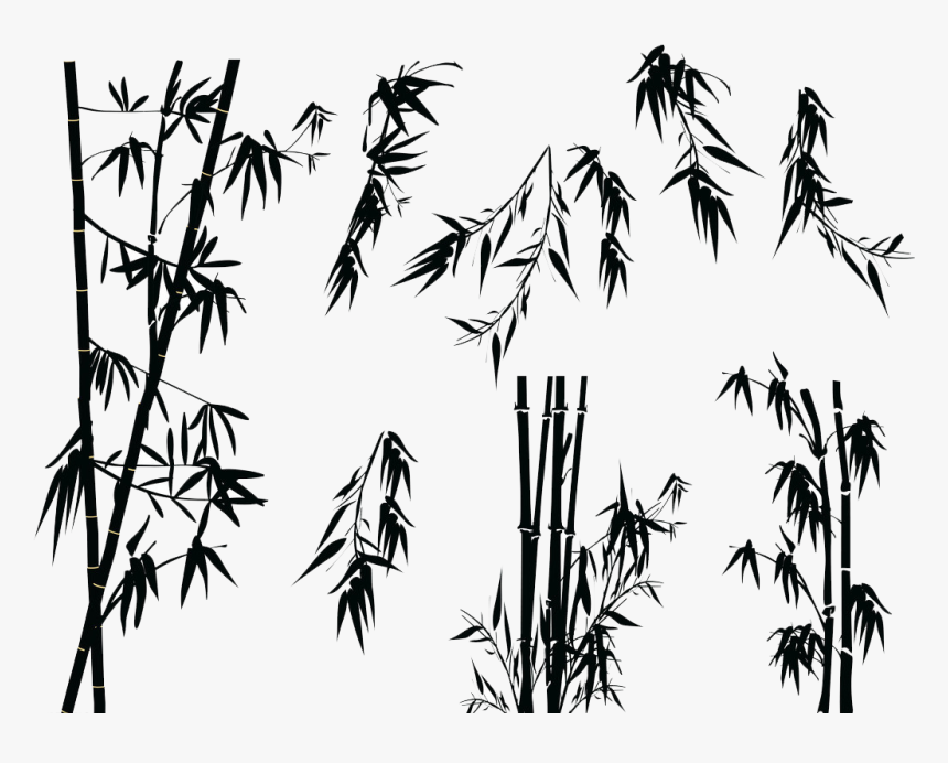 Bamboo Silhouette Tree Illustration - Bamboo Png Black, Transparent Png, Free Download