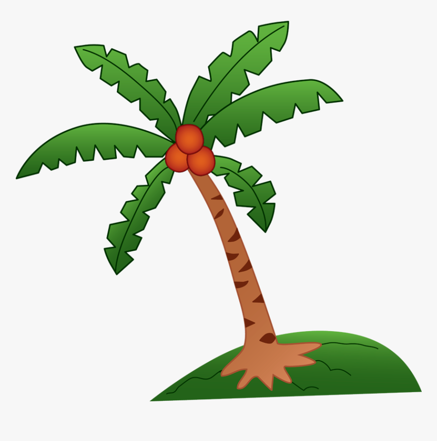 Green Flower Clip Art - Coconut Tree Clipart, HD Png Download, Free Download