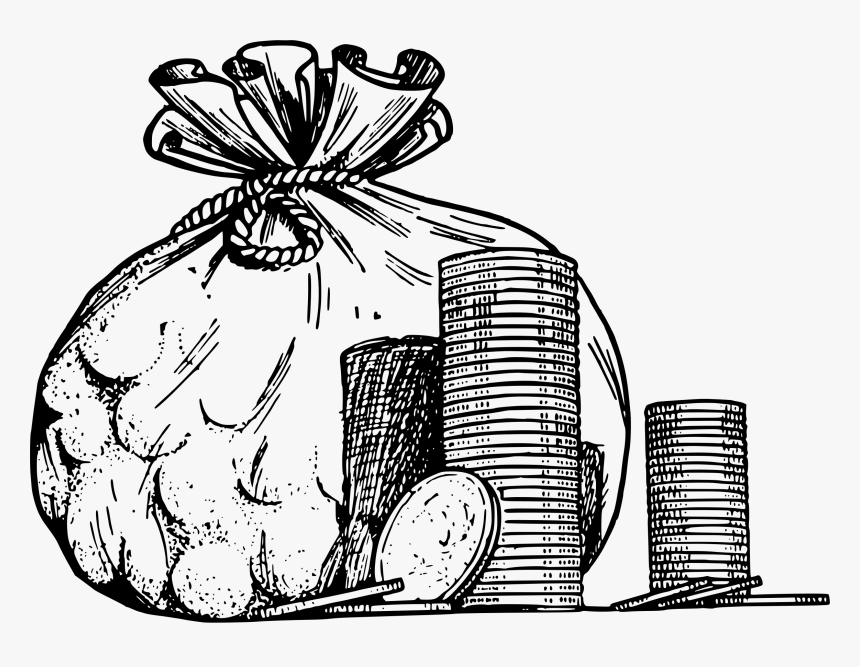 Coin Bag Big Image - Drawing Of Sack Of Gold, HD Png Download, Free Download