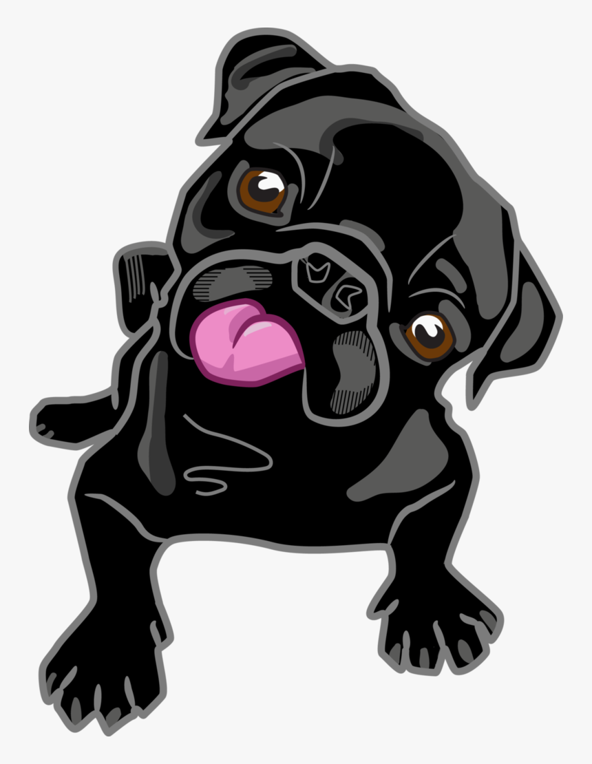 Pug Vector Free - Black Pug Cartoon Png, Transparent Png, Free Download