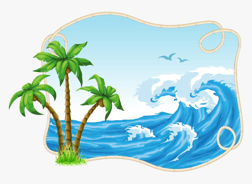 Coconuts Vector Pattern - Island Clipart Transparent Background Palm Tree, HD Png Download, Free Download