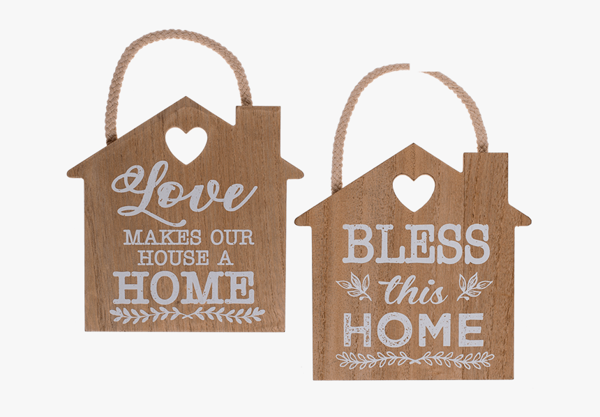 Hanging House Shape Plaque 2 Assorted 17cm - Love, HD Png Download, Free Download