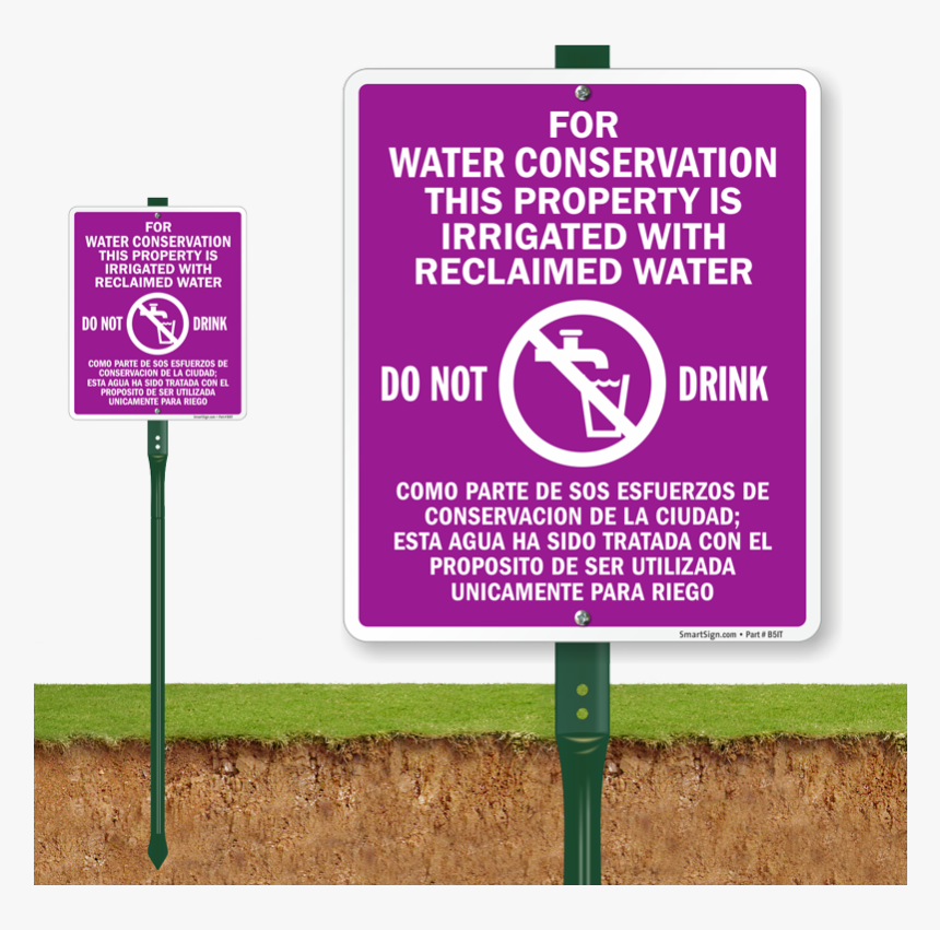 Bilingual Water Conservation Property Is Irrigated - Bee Warning Sign, HD Png Download, Free Download