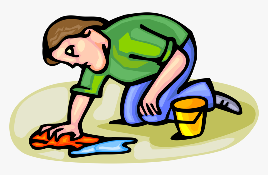 Vector Illustration Of Cleaning Up Liquid Spill With, HD Png Download, Free Download