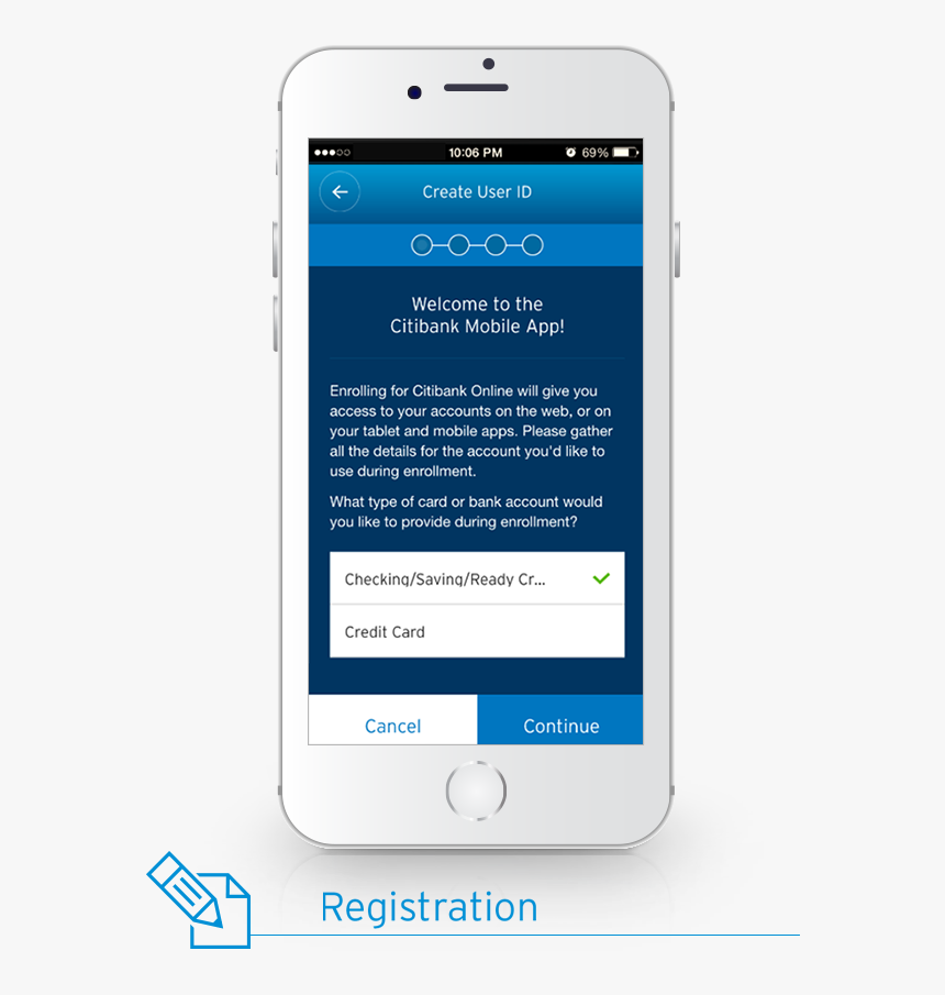 Registration - Citibank Mobile App Registration, HD Png Download, Free Download