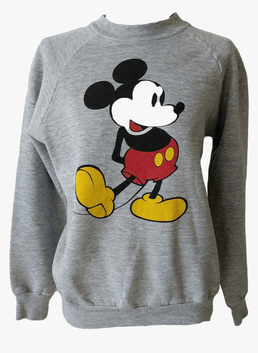 80"s Gray Mickey Mouse Sweatshirt By Disney - Mickey Mouse Graphic Sweatshirt, HD Png Download, Free Download