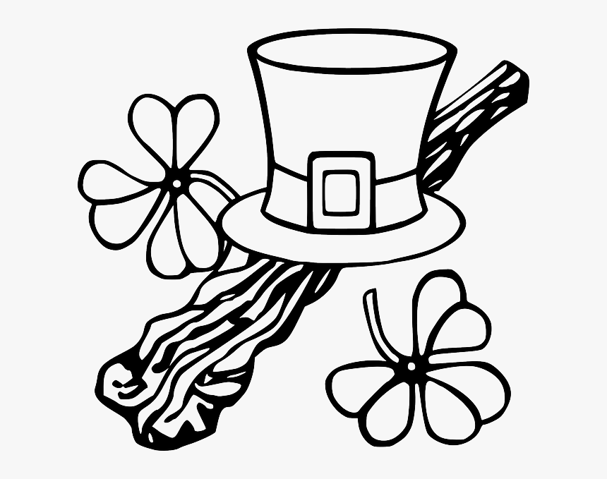 Hat Black, Outline, Tree, White, Branch, Clothing, - Saint Patrick Day Worksheet, HD Png Download, Free Download