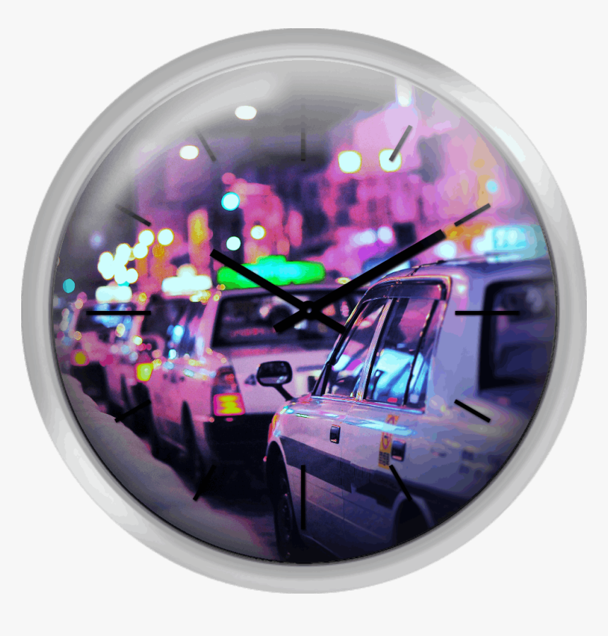 Neon Glow On Taxis - Wall Clock, HD Png Download, Free Download