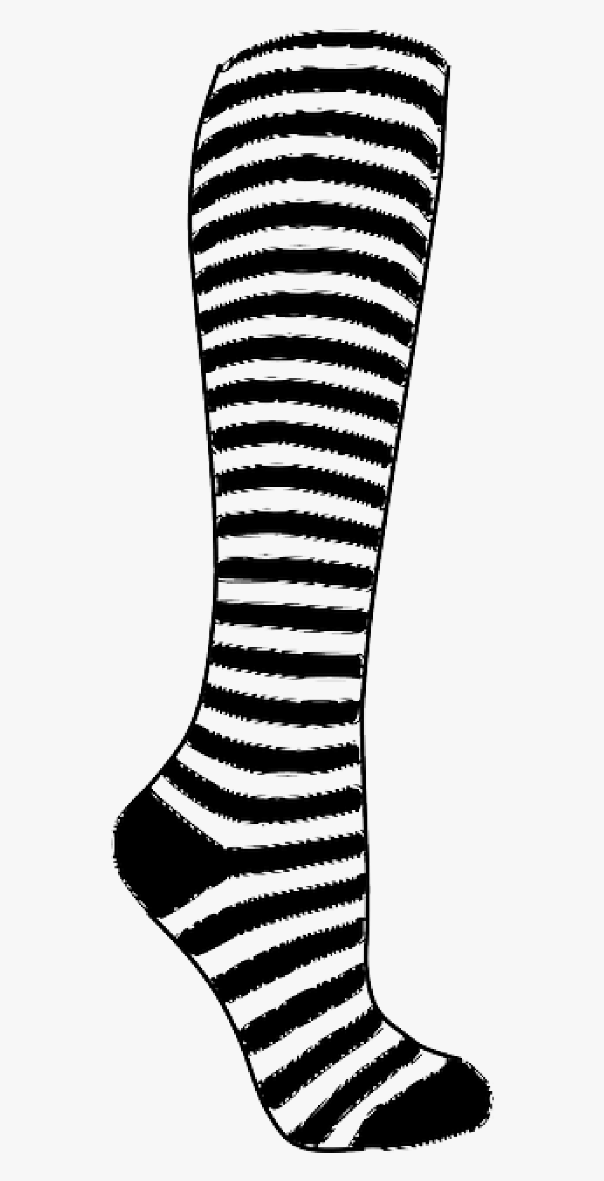 Black And White Knee High Socks - Striped Socks Clipart, HD Png Download, Free Download