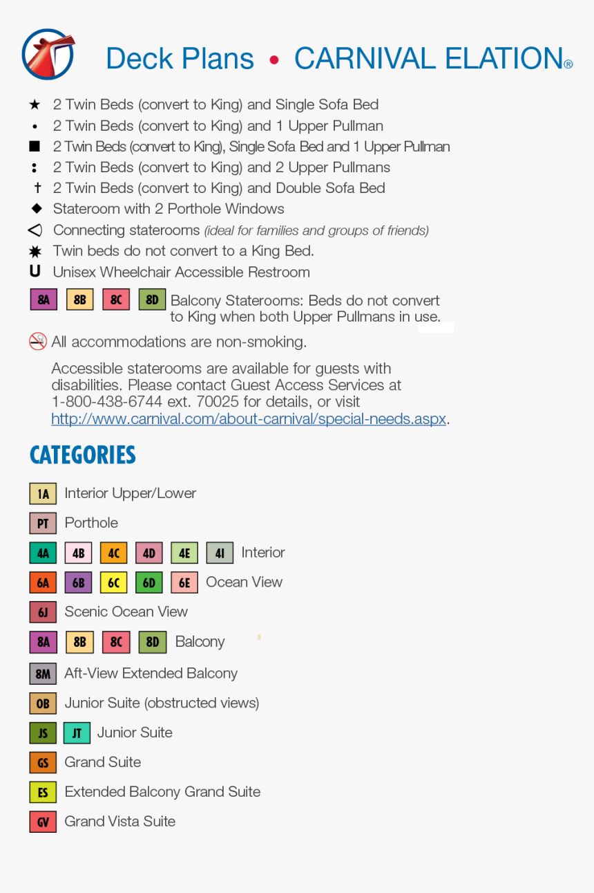 Layout Carnival Elation Floor Plan, HD Png Download, Free Download