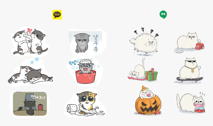 Kakaotalk On The Left, Hangouts On The Right - Cartoon, HD Png Download, Free Download