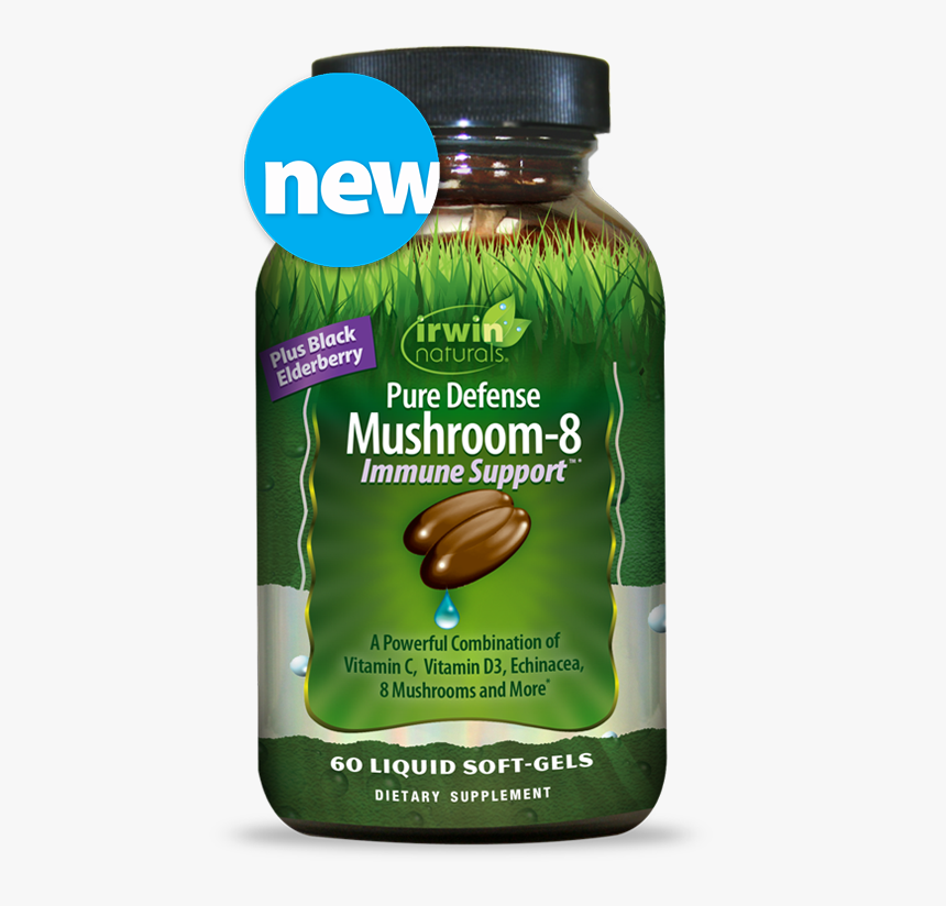 Irwin Naturals Pure Defense Mushromm-8 Immune Support - Cbd Capsules With Turmeric, HD Png Download, Free Download