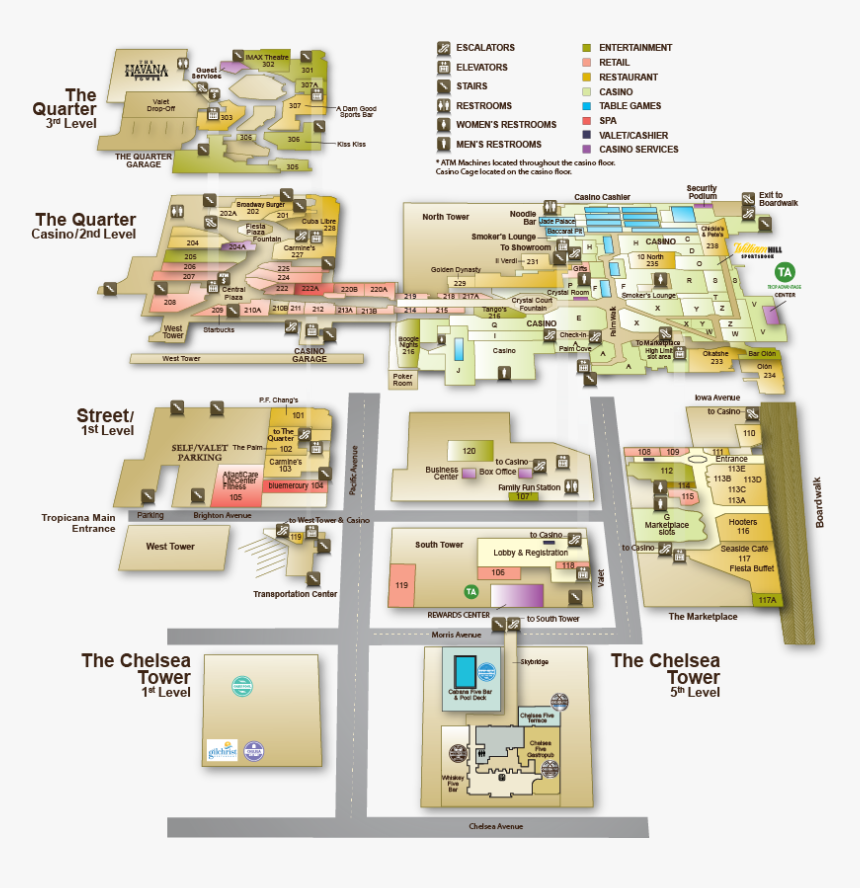 Interactive Property Map - Tropicana Casino Atlantic City Layout, HD Png Download, Free Download