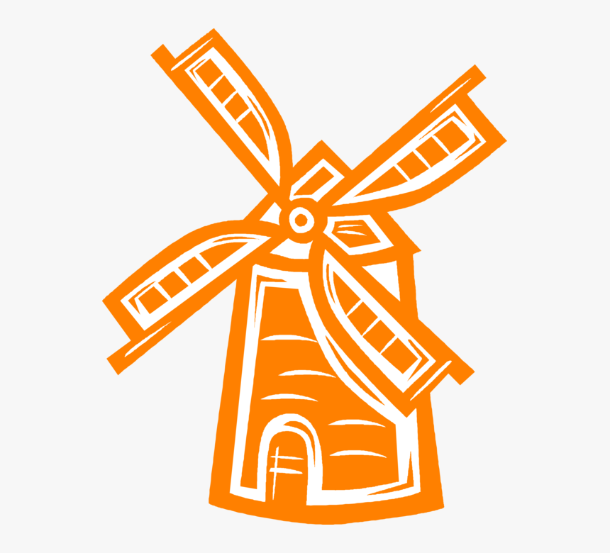 Vector Illustration Of Dutch Windmill In The Netherlands, - Dutch Orange Clipart Windmill, HD Png Download, Free Download