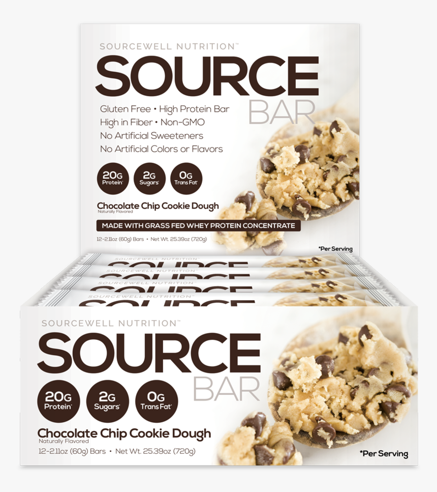 Source Bar Naturally Sweetened - Source Bar Naturally Sweetened Chocolate Chip Cookie, HD Png Download, Free Download