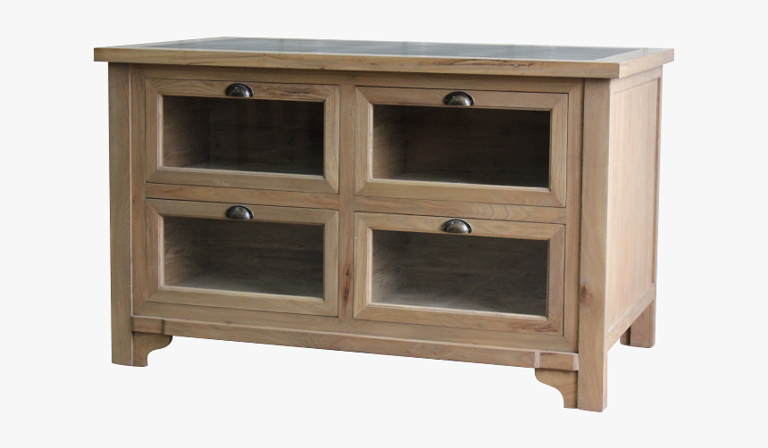 Marble Reclaimed Elm Kitchen Island - Sideboard, HD Png Download, Free Download