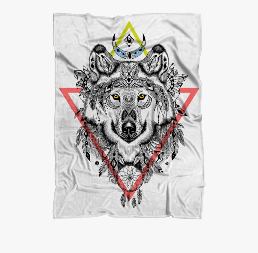 Tribal Wolf Sublimation Throw Blanket - Tribal Wolf Totem, HD Png Download, Free Download