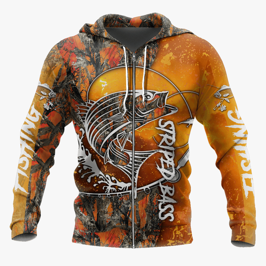 Striped Bass Fishing Orange Camo All Over Printed Shirts - Hunting 3d Hoodie, HD Png Download, Free Download