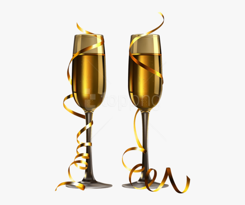 New Year Glasses Free - Champagne Glass On Transparent Background, HD Png Download, Free Download